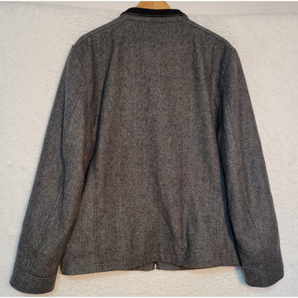 Banana Republic Wool Blend Coat Black Gray Size‎ Large Zip Womens Lined 1352 - Picture 2 of 6